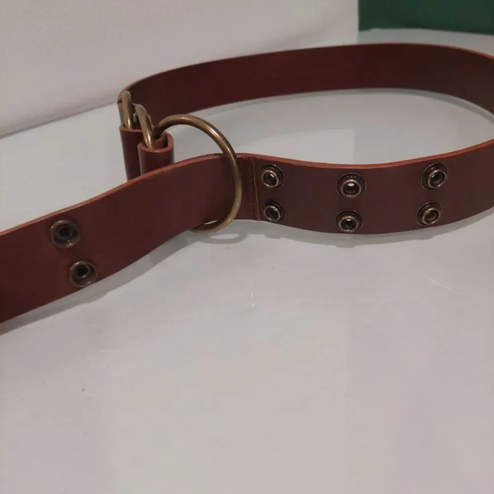 Banana Republic Women Brown Leather Belt Three Rings Foldover BOHO sz 30 - 33